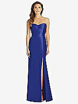 Front View Thumbnail - Cobalt Blue Full-length Strapless Sweetheart Neckline Dress
