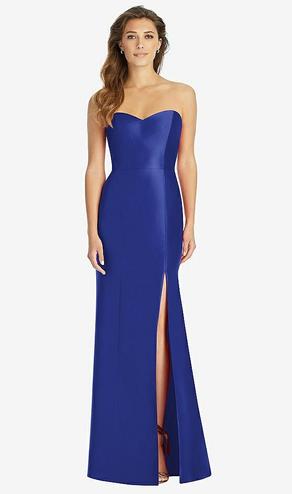 Front View - Cobalt Blue Full-length Strapless Sweetheart Neckline Dress