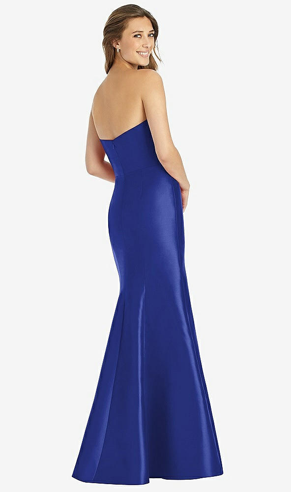 Back View - Cobalt Blue Full-length Strapless Sweetheart Neckline Dress