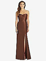 Front View Thumbnail - Cognac Full-length Strapless Sweetheart Neckline Dress