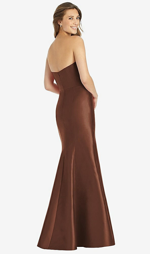 Back View - Cognac Full-length Strapless Sweetheart Neckline Dress