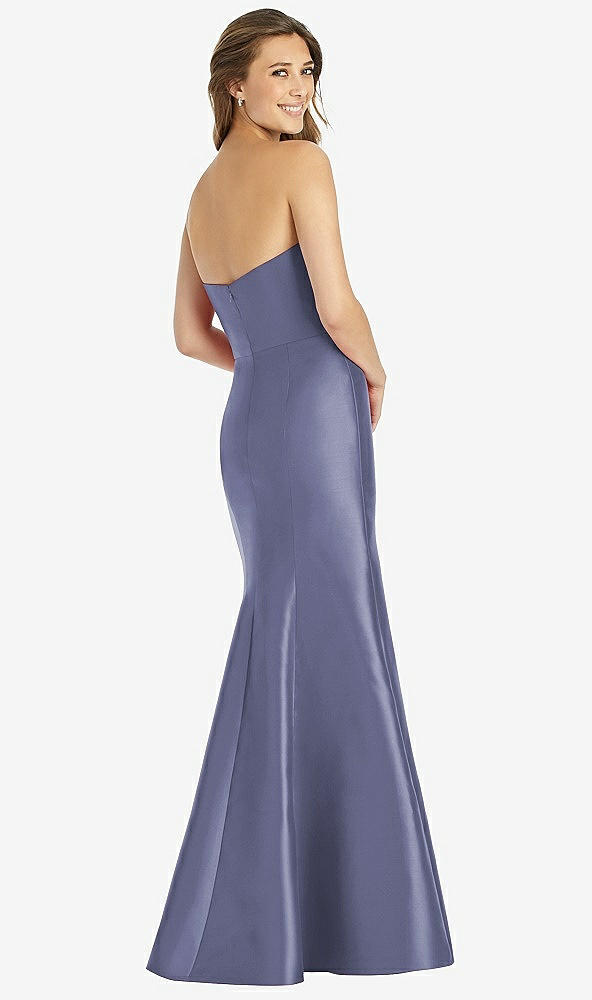 Back View - French Blue Full-length Strapless Sweetheart Neckline Dress
