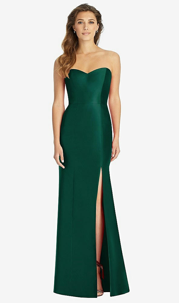 Front View - Hunter Green Full-length Strapless Sweetheart Neckline Dress