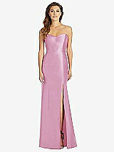Front View Thumbnail - Powder Pink Full-length Strapless Sweetheart Neckline Dress