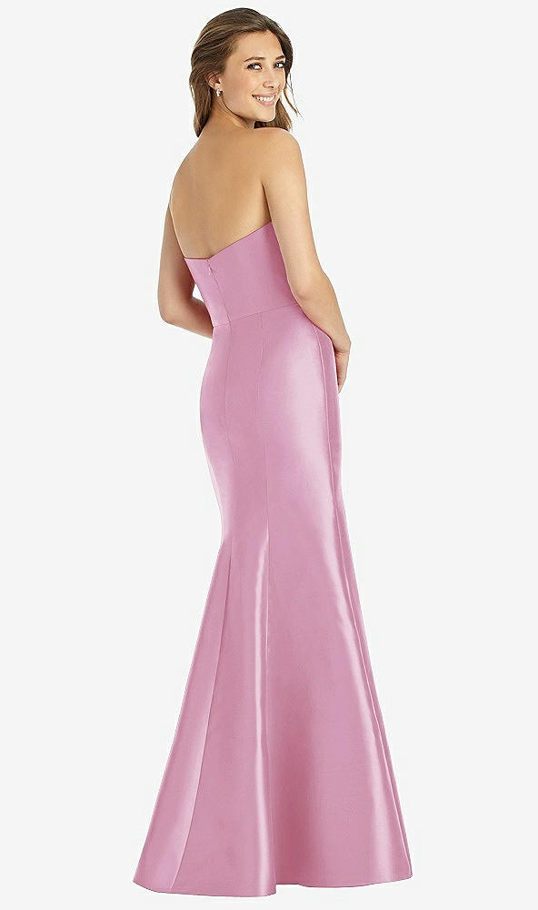 Back View - Powder Pink Full-length Strapless Sweetheart Neckline Dress