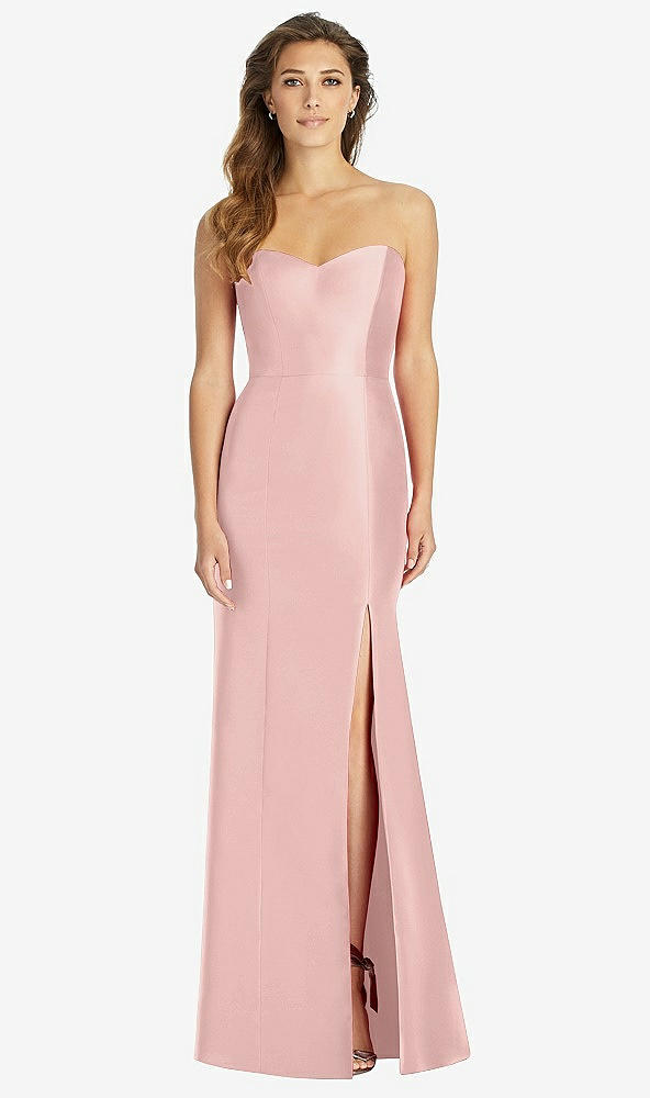 Front View - Rose - PANTONE Rose Quartz Full-length Strapless Sweetheart Neckline Dress