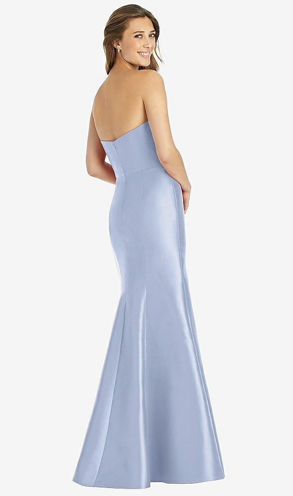 Back View - Sky Blue Full-length Strapless Sweetheart Neckline Dress
