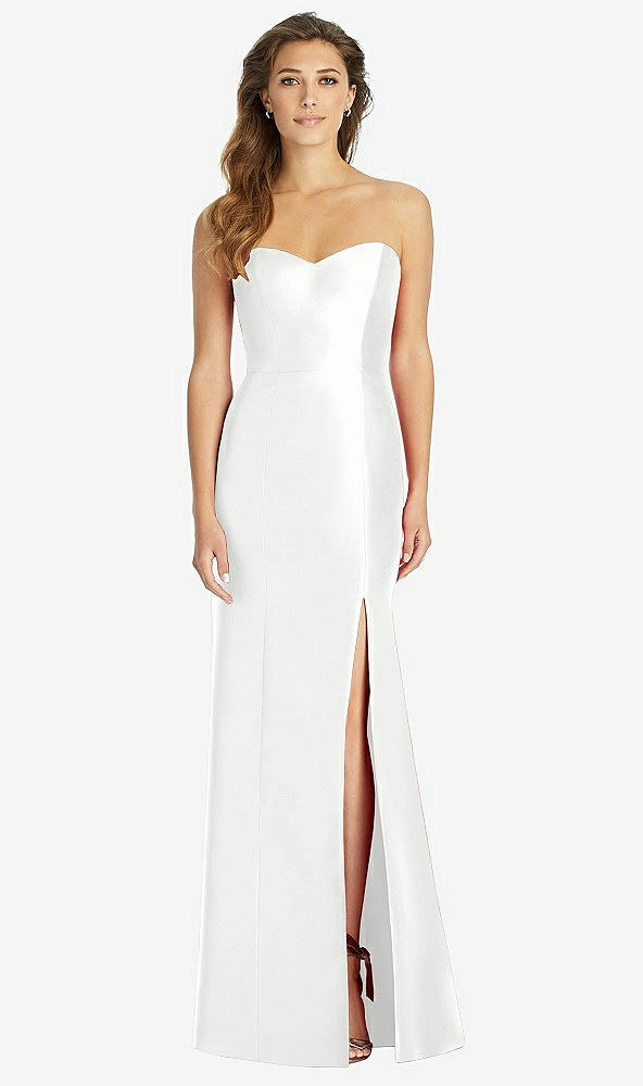 Front View - White Full-length Strapless Sweetheart Neckline Dress