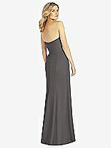 Rear View Thumbnail - Caviar Gray Strapless Chiffon Trumpet Gown with Front Slit