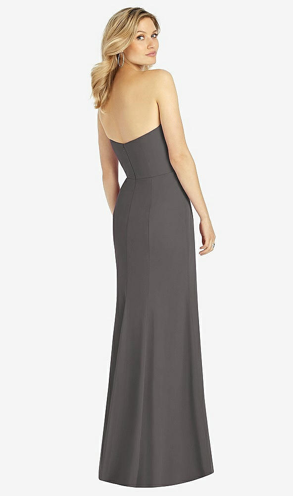 Back View - Caviar Gray Strapless Chiffon Trumpet Gown with Front Slit