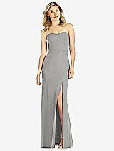 Front View Thumbnail - Chelsea Gray Strapless Chiffon Trumpet Gown with Front Slit