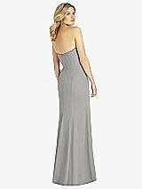 Rear View Thumbnail - Chelsea Gray Strapless Chiffon Trumpet Gown with Front Slit