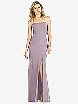 Front View Thumbnail - Lilac Dusk Strapless Chiffon Trumpet Gown with Front Slit