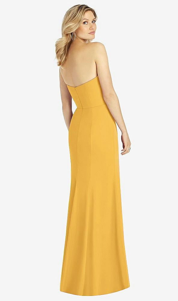 Back View - NYC Yellow Strapless Chiffon Trumpet Gown with Front Slit