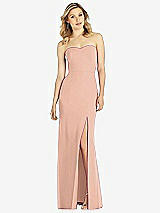Front View Thumbnail - Pale Peach Strapless Chiffon Trumpet Gown with Front Slit
