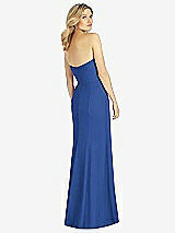 Rear View Thumbnail - Classic Blue Strapless Chiffon Trumpet Gown with Front Slit