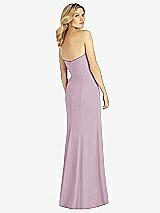 Rear View Thumbnail - Suede Rose Strapless Chiffon Trumpet Gown with Front Slit