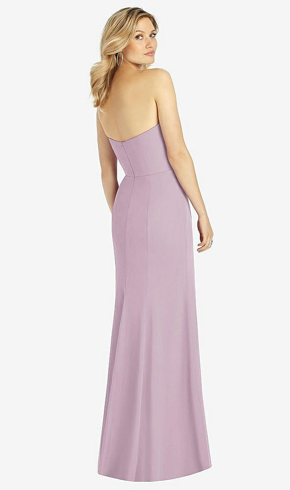 Back View - Suede Rose Strapless Chiffon Trumpet Gown with Front Slit