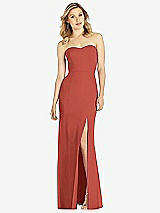 Front View Thumbnail - Amber Sunset Strapless Chiffon Trumpet Gown with Front Slit