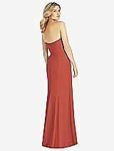 Rear View Thumbnail - Amber Sunset Strapless Chiffon Trumpet Gown with Front Slit