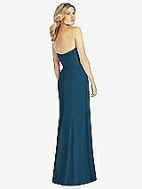 Rear View Thumbnail - Atlantic Blue Strapless Chiffon Trumpet Gown with Front Slit