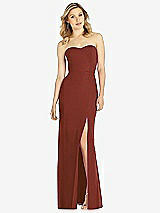 Front View Thumbnail - Auburn Moon Strapless Chiffon Trumpet Gown with Front Slit