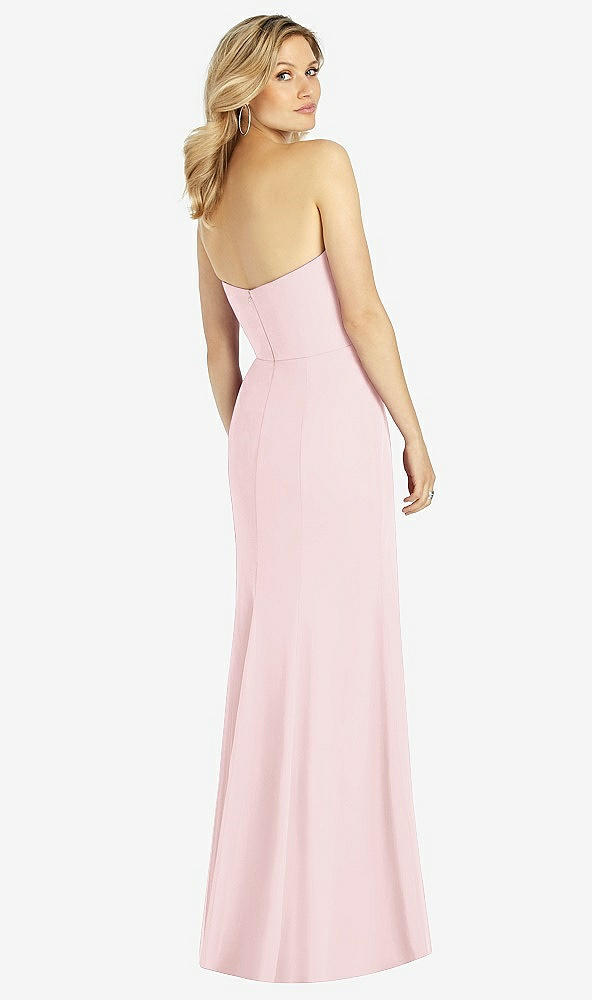 Back View - Ballet Pink Strapless Chiffon Trumpet Gown with Front Slit