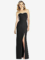 Front View Thumbnail - Black Strapless Chiffon Trumpet Gown with Front Slit