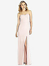 Front View Thumbnail - Blush Strapless Chiffon Trumpet Gown with Front Slit