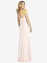 Rear View Thumbnail - Blush Strapless Chiffon Trumpet Gown with Front Slit