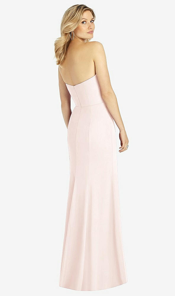 Back View - Blush Strapless Chiffon Trumpet Gown with Front Slit