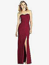 Front View Thumbnail - Burgundy Strapless Chiffon Trumpet Gown with Front Slit