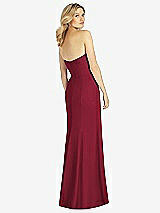 Rear View Thumbnail - Burgundy Strapless Chiffon Trumpet Gown with Front Slit
