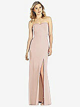 Front View Thumbnail - Cameo Strapless Chiffon Trumpet Gown with Front Slit