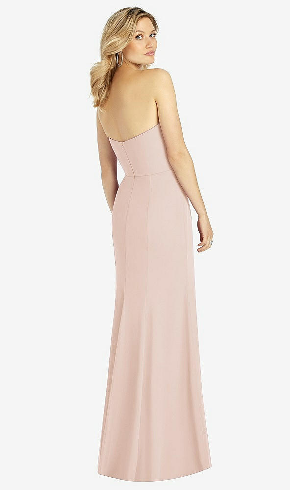 Back View - Cameo Strapless Chiffon Trumpet Gown with Front Slit