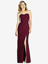 Front View Thumbnail - Cabernet Strapless Chiffon Trumpet Gown with Front Slit