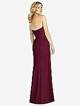 Rear View Thumbnail - Cabernet Strapless Chiffon Trumpet Gown with Front Slit