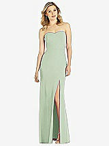 Front View Thumbnail - Celadon Strapless Chiffon Trumpet Gown with Front Slit
