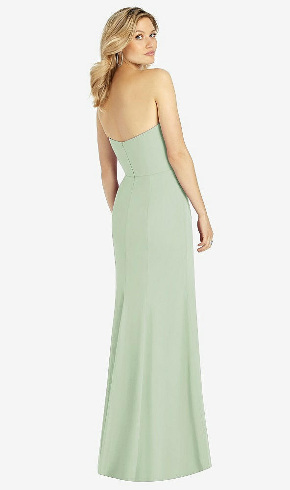 Back View - Celadon Strapless Chiffon Trumpet Gown with Front Slit