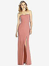 Front View Thumbnail - Desert Rose Strapless Chiffon Trumpet Gown with Front Slit
