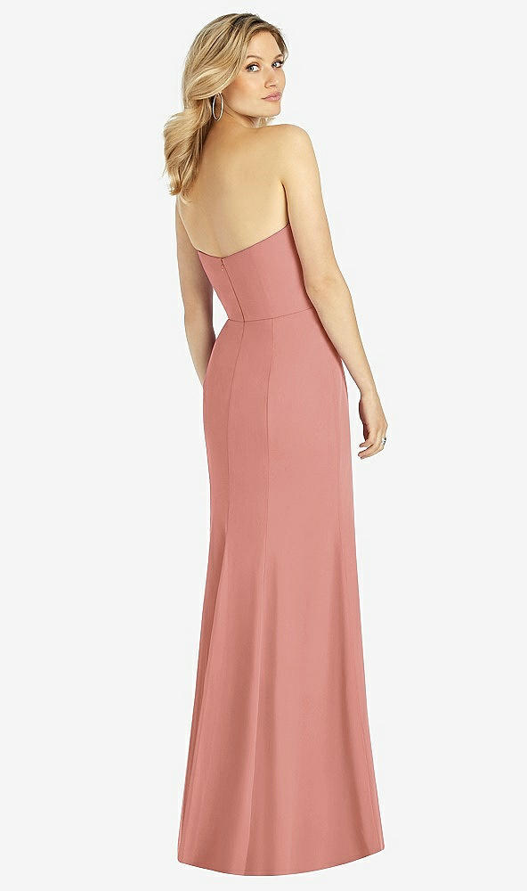Back View - Desert Rose Strapless Chiffon Trumpet Gown with Front Slit