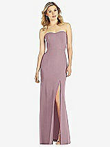 Front View Thumbnail - Dusty Rose Strapless Chiffon Trumpet Gown with Front Slit