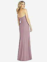 Rear View Thumbnail - Dusty Rose Strapless Chiffon Trumpet Gown with Front Slit