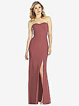Front View Thumbnail - English Rose Strapless Chiffon Trumpet Gown with Front Slit