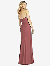 Rear View Thumbnail - English Rose Strapless Chiffon Trumpet Gown with Front Slit