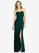 Front View Thumbnail - Evergreen Strapless Chiffon Trumpet Gown with Front Slit