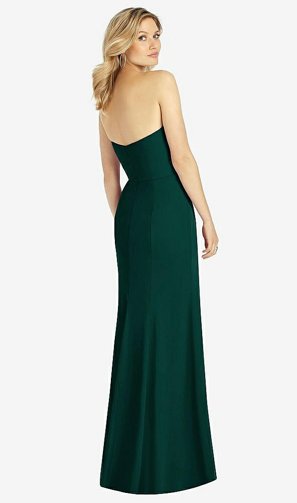 Back View - Evergreen Strapless Chiffon Trumpet Gown with Front Slit