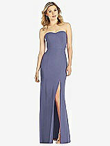 Front View Thumbnail - French Blue Strapless Chiffon Trumpet Gown with Front Slit