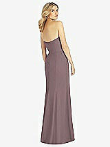Rear View Thumbnail - French Truffle Strapless Chiffon Trumpet Gown with Front Slit