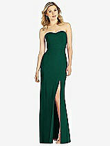 Front View Thumbnail - Hunter Green Strapless Chiffon Trumpet Gown with Front Slit